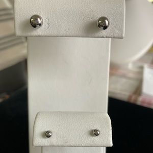 Stainless Steel stud earrings. Two pair. Small and Medium size balls